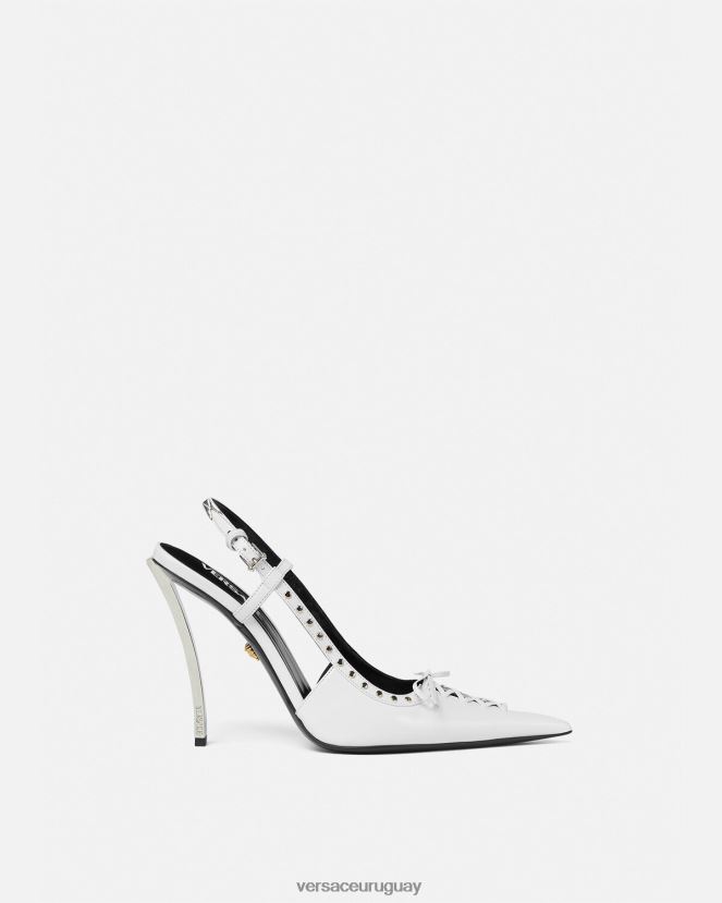 Versace zapatos de tacón con tira trasera y cordones mujer blanco zapato H88R0H383