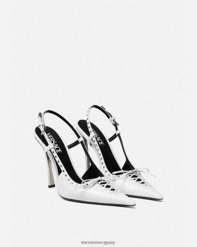 Versace zapatos de tacón con tira trasera y cordones mujer blanco zapato H88R0H383