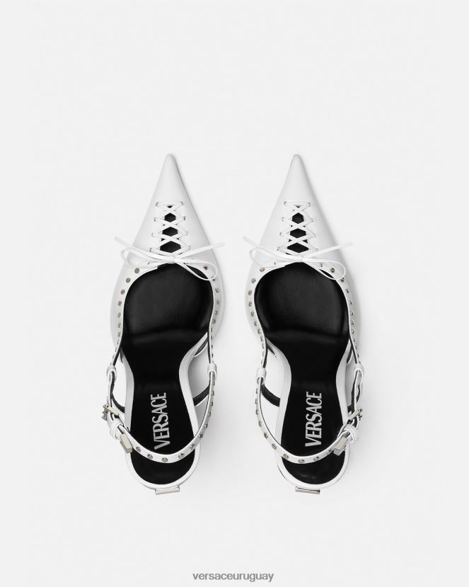 Versace zapatos de tacón con tira trasera y cordones mujer blanco zapato H88R0H383
