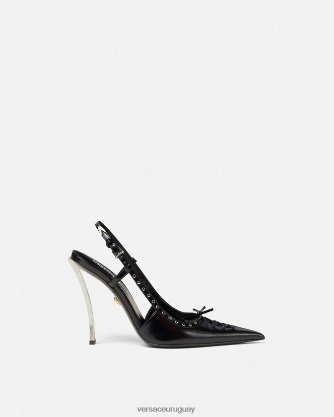 Versace zapatos de tacón con tira trasera y cordones mujer negro zapato H88R0H382