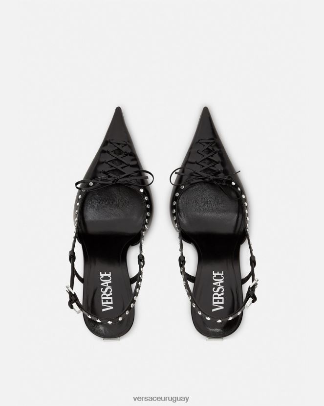 Versace zapatos de tacón con tira trasera y cordones mujer negro zapato H88R0H382