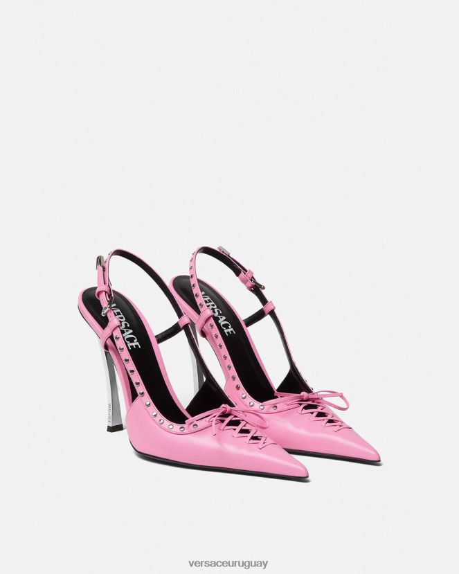 Versace zapatos de tacón con tira trasera y cordones mujer rosa zapato H88R0H389
