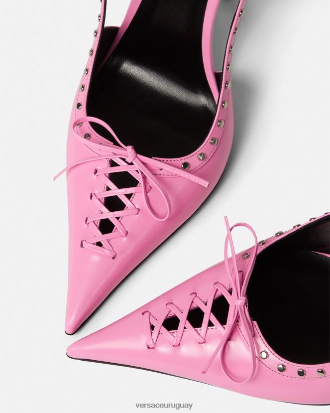 Versace zapatos de tacón con tira trasera y cordones mujer rosa zapato H88R0H389