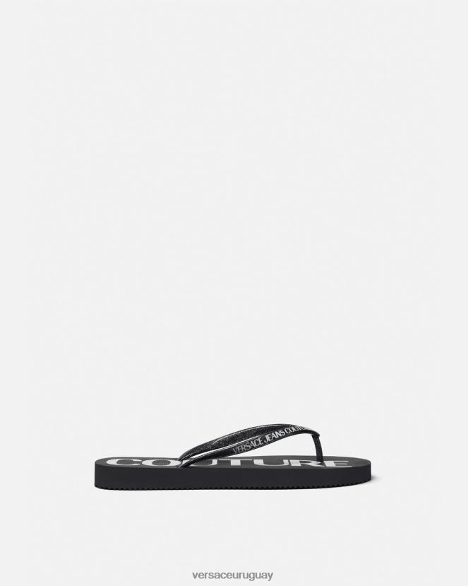 Versace chanclas con logo mujer negro y estampado zapato H88R0H2286