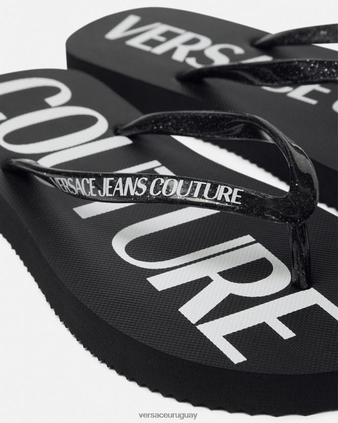 Versace chanclas con logo mujer negro y estampado zapato H88R0H2286