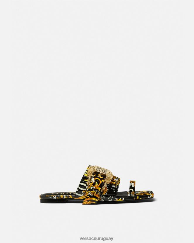 Versace mules Millie de alta costura con logo mujer oro negro zapato H88R0H2300