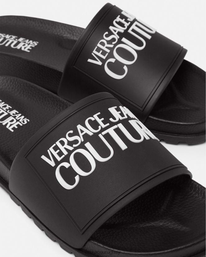Versace chanclas de goma con logo mujer negro zapato H88R0H2290