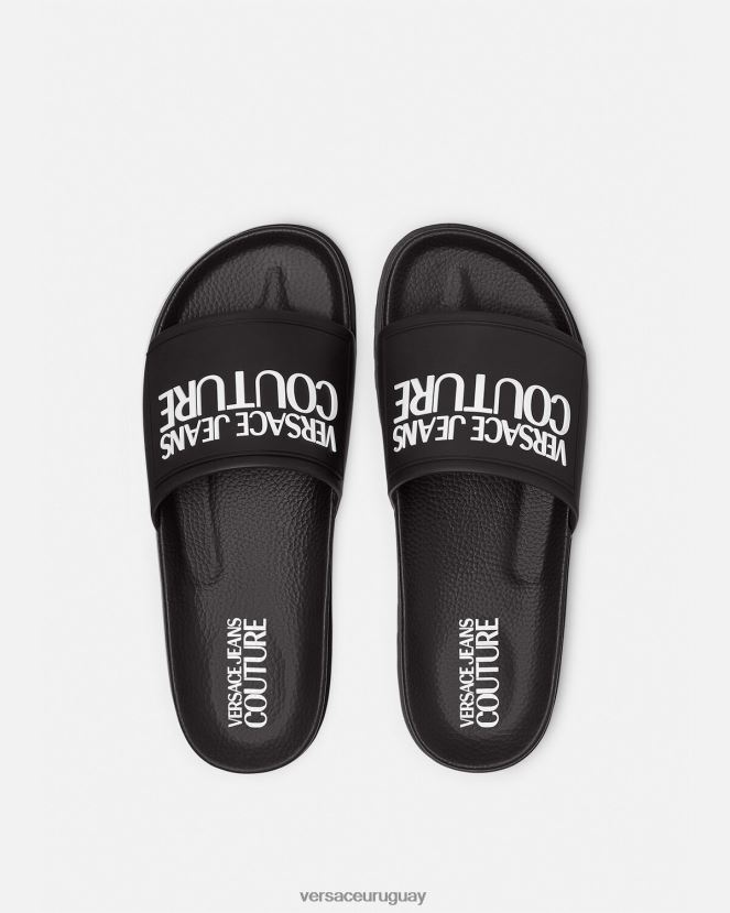 Versace chanclas de goma con logo mujer negro zapato H88R0H2290