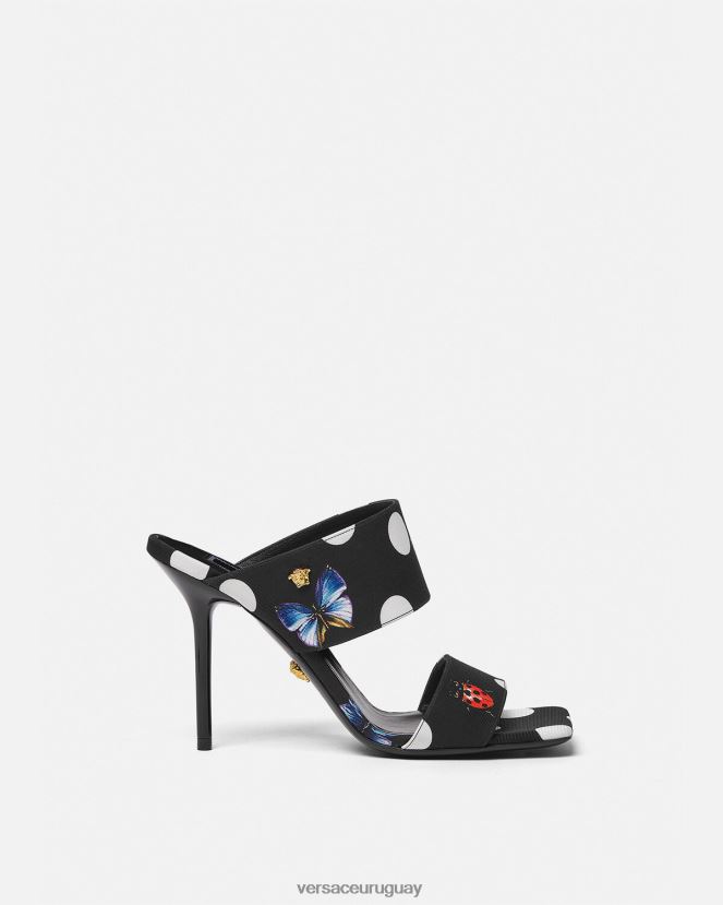 Versace chinelas de lona con tacón alto y mariposas mujer imprimir zapato H88R0H431