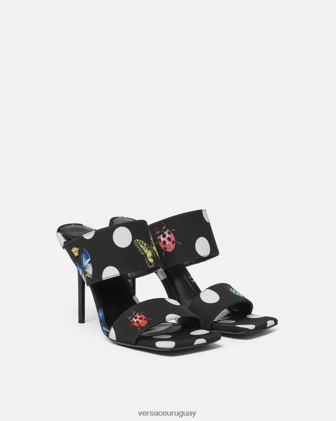 Versace chinelas de lona con tacón alto y mariposas mujer imprimir zapato H88R0H431