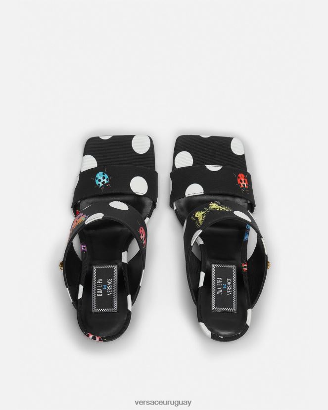 Versace chinelas de lona con tacón alto y mariposas mujer imprimir zapato H88R0H431