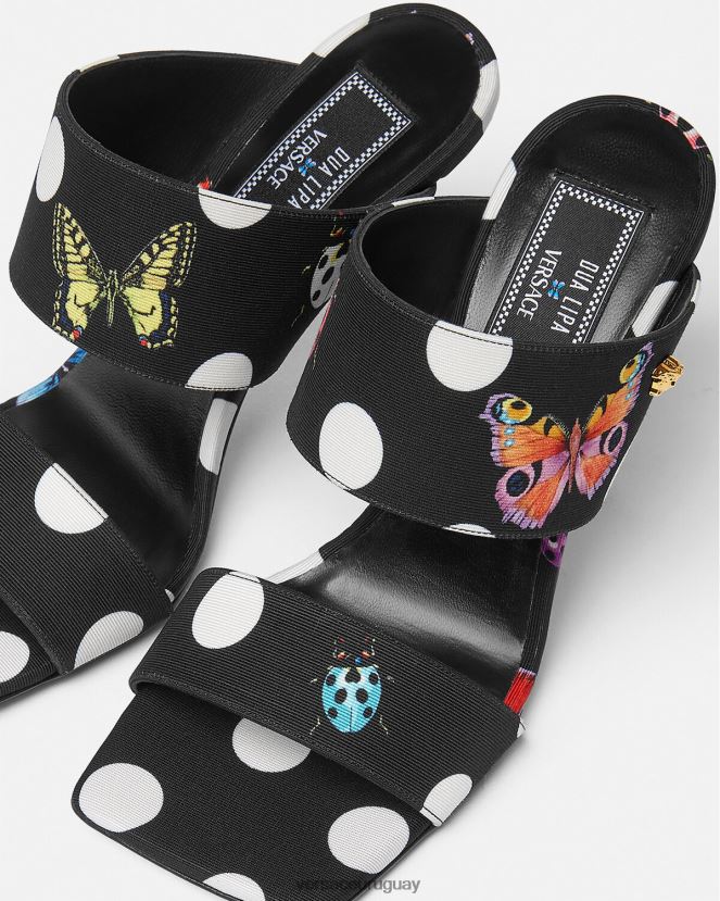 Versace chinelas de lona con tacón alto y mariposas mujer imprimir zapato H88R0H431