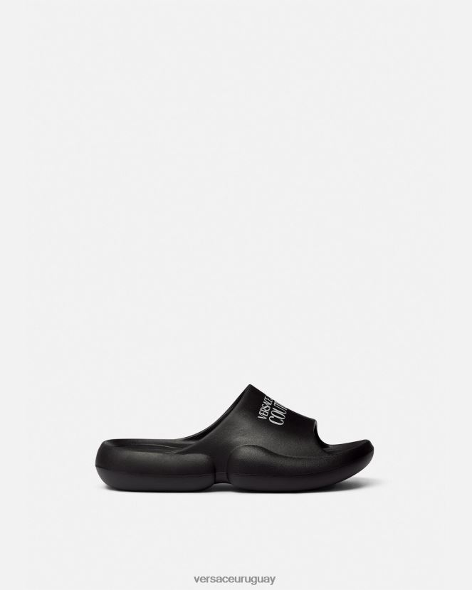 Versace diapositivas de etiqueta mujer negro zapato H88R0H2268