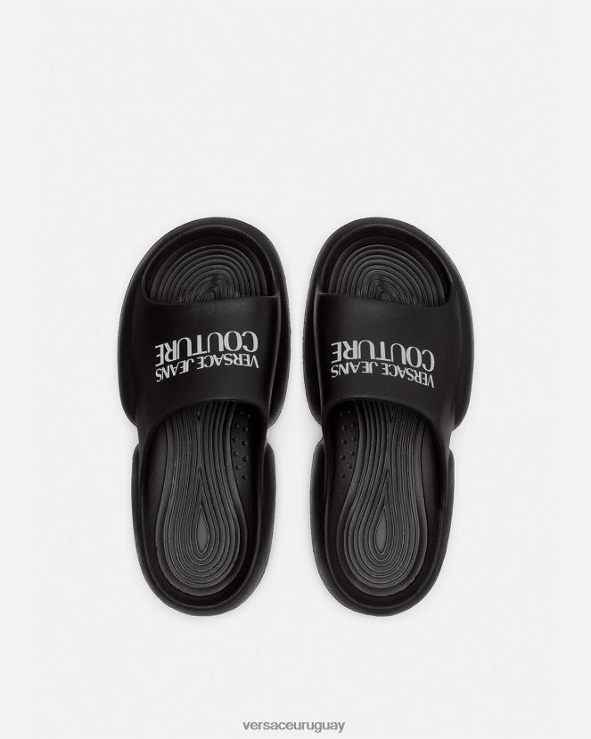 Versace diapositivas de etiqueta mujer negro zapato H88R0H2268