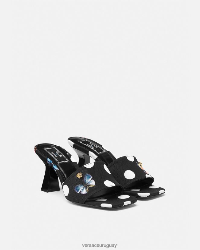 Versace mules de lona con mariposas mujer imprimir zapato H88R0H432