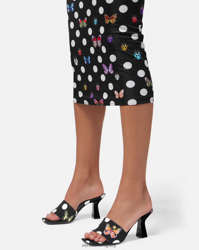 Versace mules de lona con mariposas mujer imprimir zapato H88R0H432