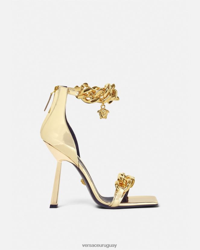Versace sandalias con cadena metálica de Medusa mujer oro zapato H88R0H447
