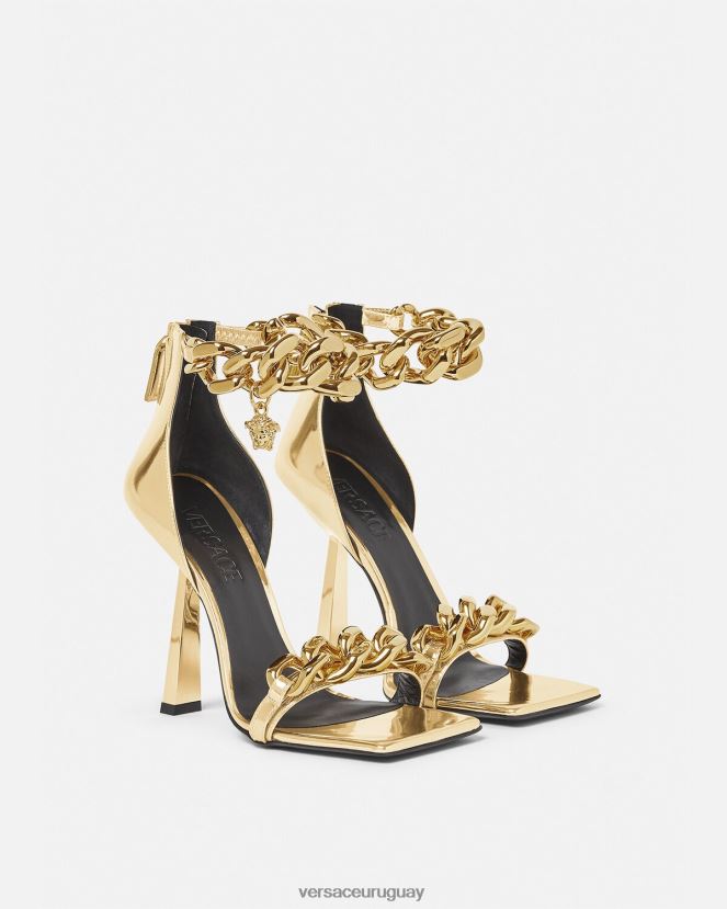 Versace sandalias con cadena metálica de Medusa mujer oro zapato H88R0H447