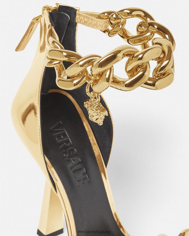 Versace sandalias con cadena metálica de Medusa mujer oro zapato H88R0H447