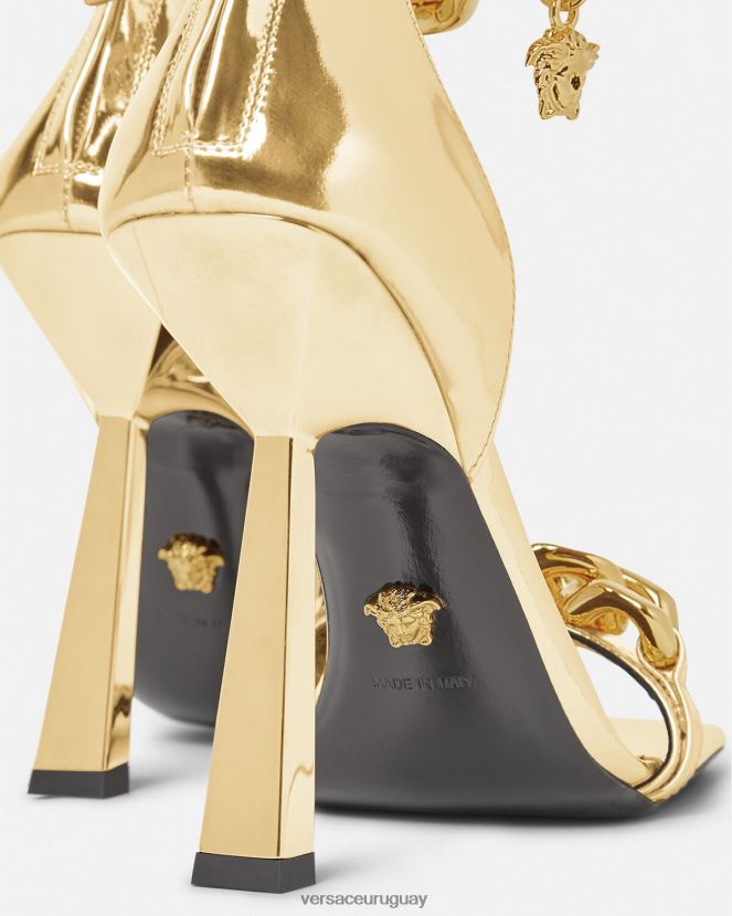 Versace sandalias con cadena metálica de Medusa mujer oro zapato H88R0H447