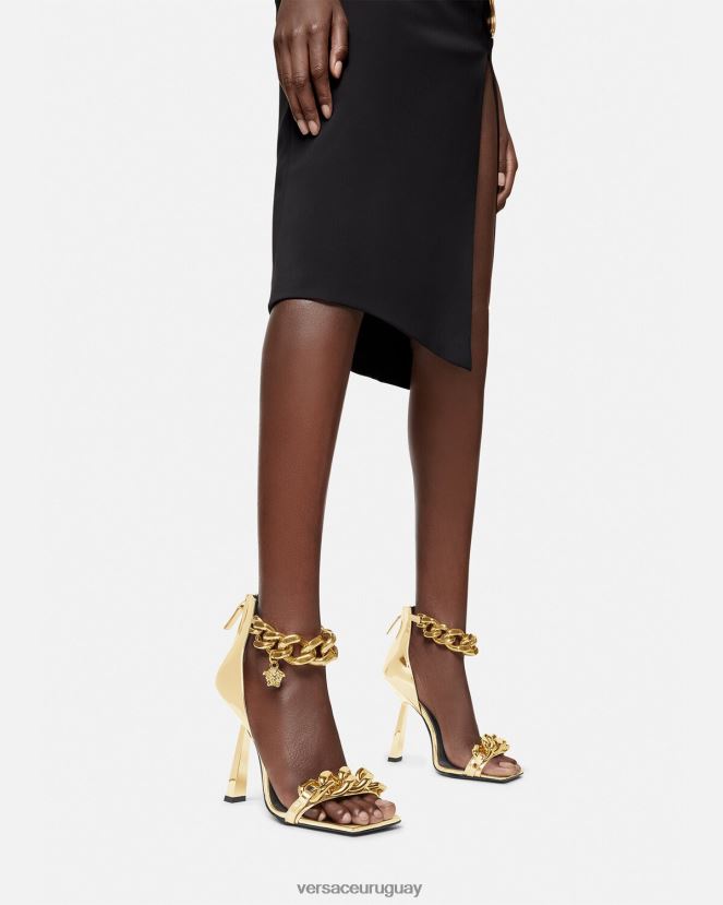 Versace sandalias con cadena metálica de Medusa mujer oro zapato H88R0H447