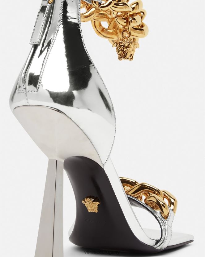 Versace sandalias con cadena metálica de Medusa mujer plata zapato H88R0H464