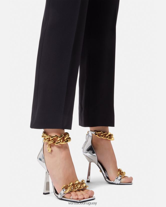 Versace sandalias con cadena metálica de Medusa mujer plata zapato H88R0H464