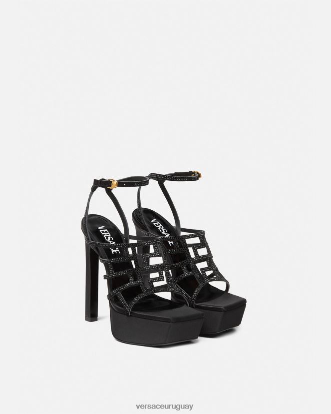 Versace sandalias con greca maze y cristales mujer negro zapato H88R0H467