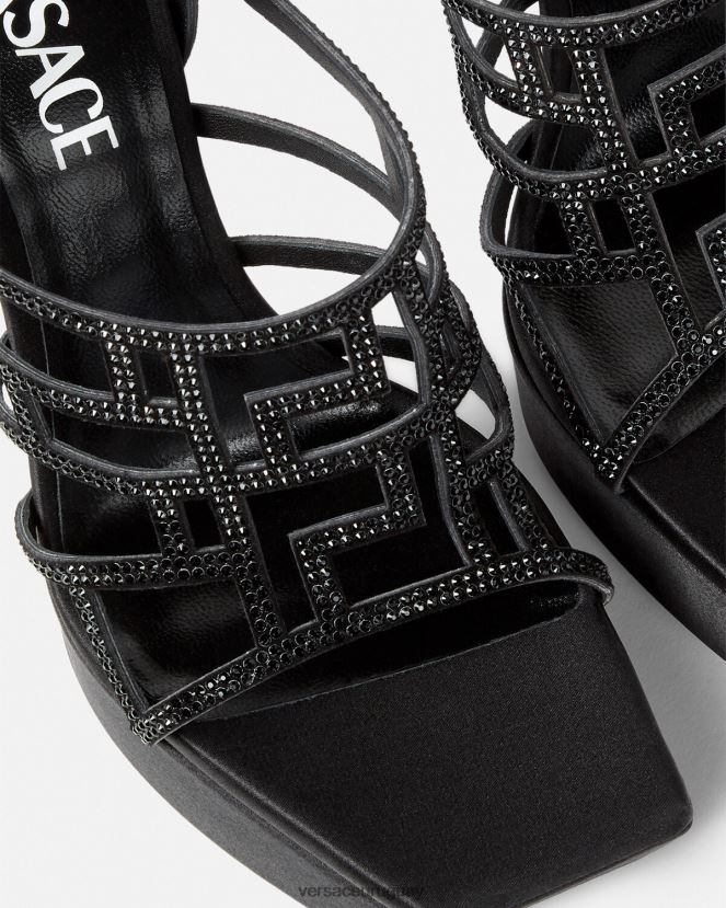 Versace sandalias con greca maze y cristales mujer negro zapato H88R0H467