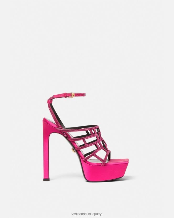 Versace sandalias con greca maze y cristales mujer rosa zapato H88R0H468