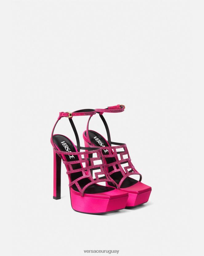 Versace sandalias con greca maze y cristales mujer rosa zapato H88R0H468