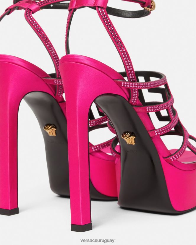 Versace sandalias con greca maze y cristales mujer rosa zapato H88R0H468
