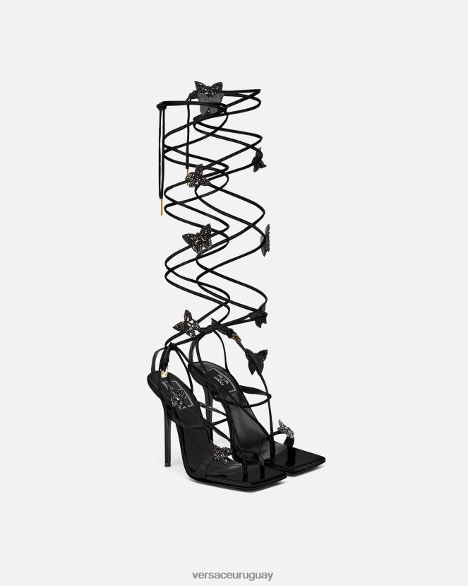 Versace sandalias con mariposas de cristal mujer negro zapato H88R0H435