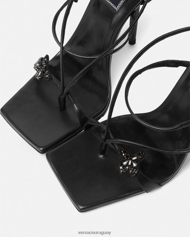 Versace sandalias con mariposas de cristal mujer negro zapato H88R0H435
