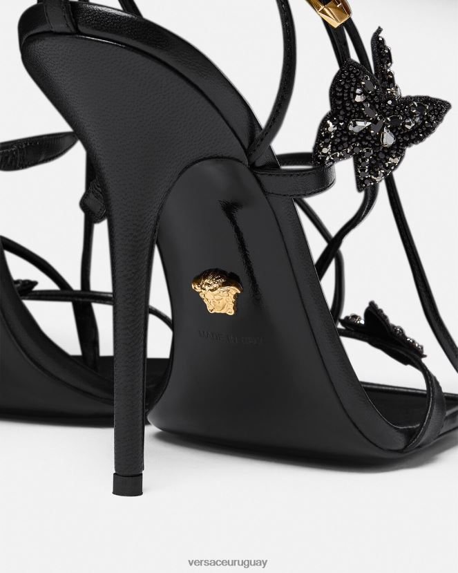 Versace sandalias con mariposas de cristal mujer negro zapato H88R0H435