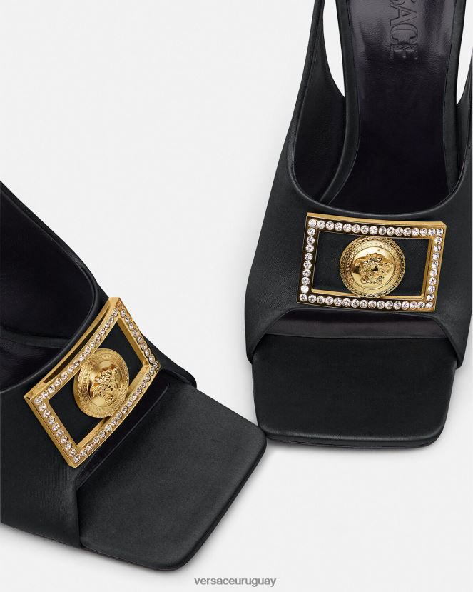 Versace sandalias con medusa y cristales mujer negro zapato H88R0H465