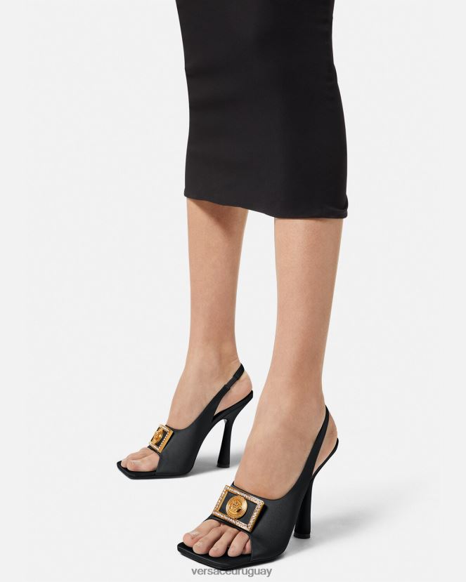 Versace sandalias con medusa y cristales mujer negro zapato H88R0H465