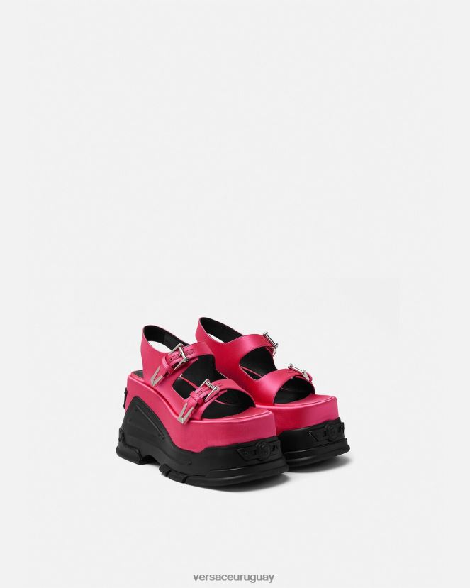 Versace sandalias con plataforma y motivo Medusa mujer fucsia zapato H88R0H460