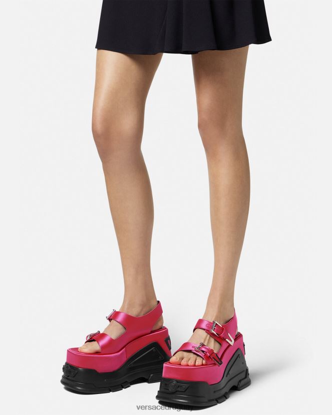 Versace sandalias con plataforma y motivo Medusa mujer fucsia zapato H88R0H460