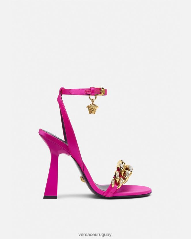Versace sandalias con tacón alto y cadena de Medusa mujer fucsia zapato H88R0H462