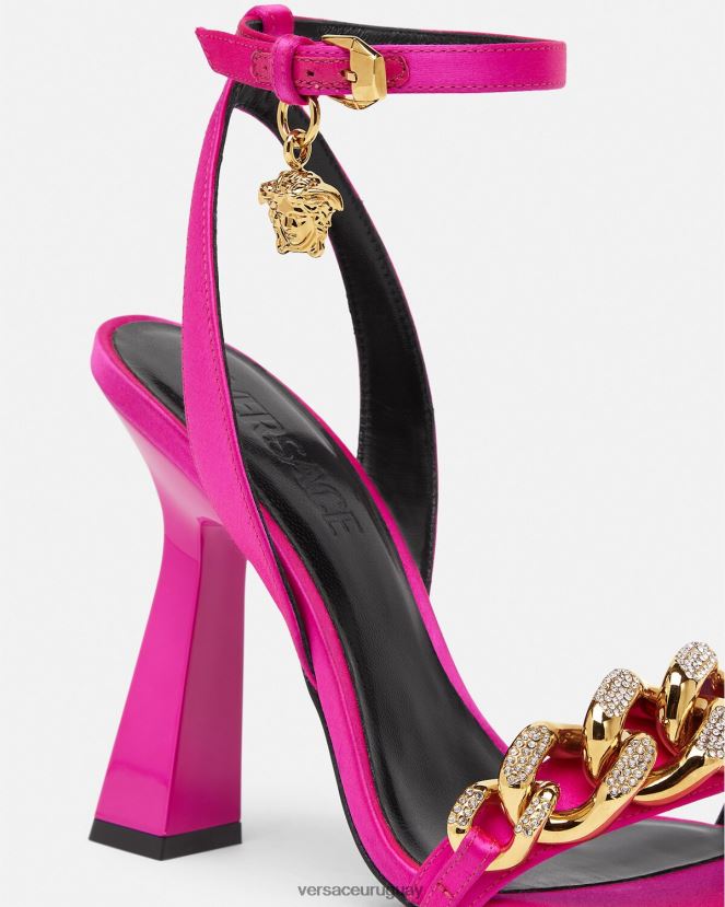 Versace sandalias con tacón alto y cadena de Medusa mujer fucsia zapato H88R0H462