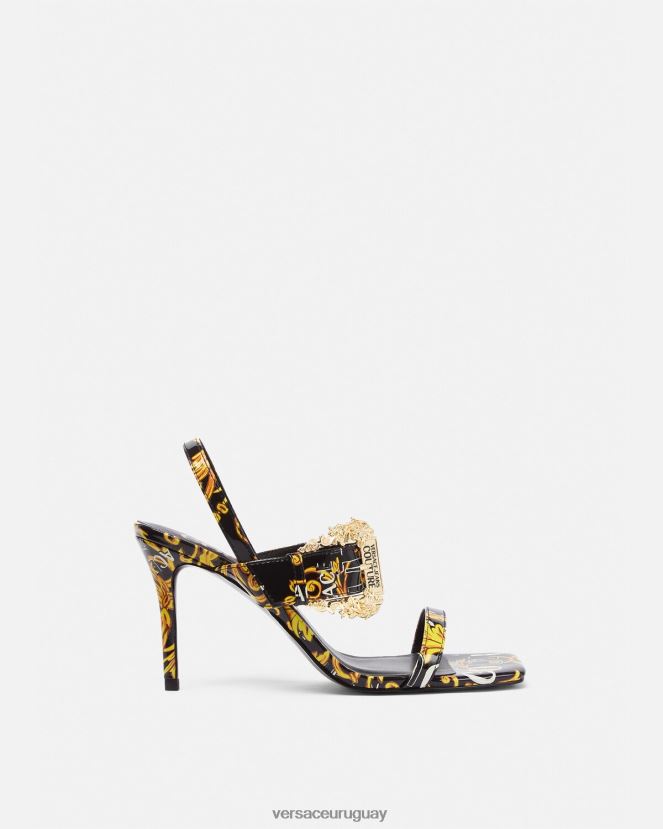 Versace sandalias con tira trasera emily de alta costura con logo mujer oro negro zapato H88R0H2282