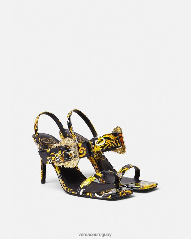 Versace sandalias con tira trasera emily de alta costura con logo mujer oro negro zapato H88R0H2282