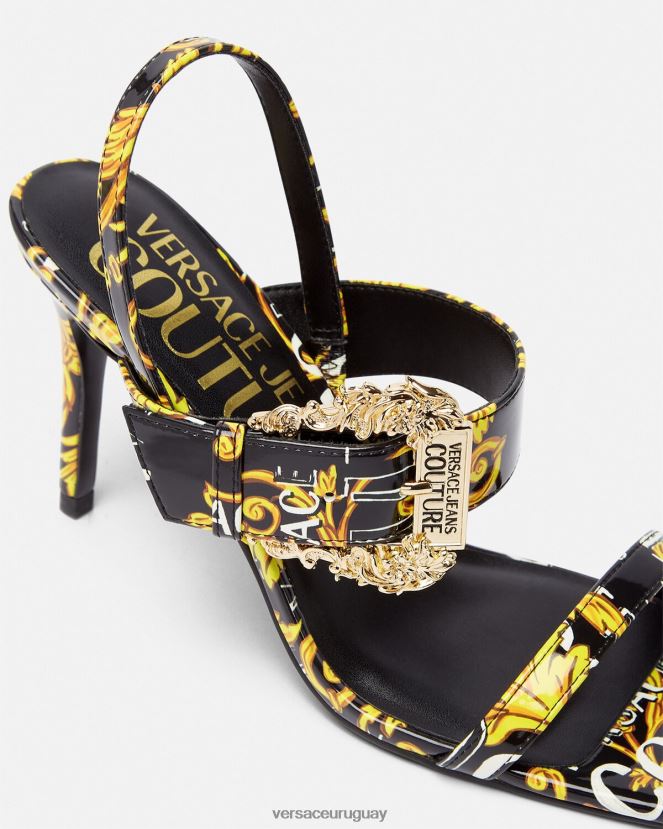Versace sandalias con tira trasera emily de alta costura con logo mujer oro negro zapato H88R0H2282