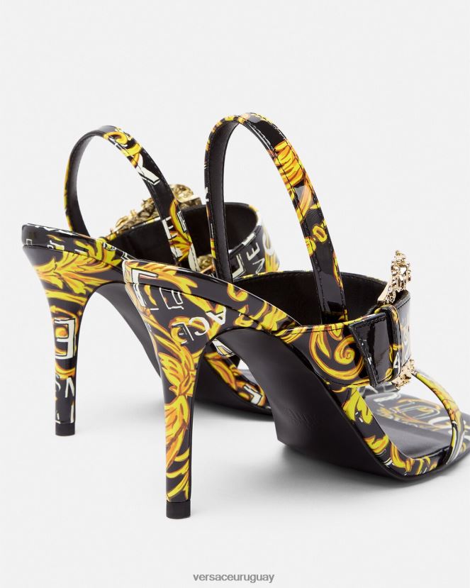 Versace sandalias con tira trasera emily de alta costura con logo mujer oro negro zapato H88R0H2282
