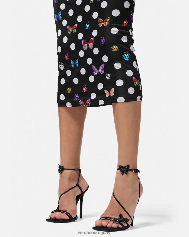 Versace sandalias de raso con mariposas de cristal mujer negro zapato H88R0H436