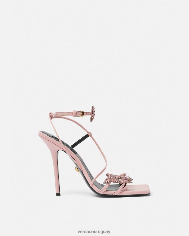 Versace sandalias de raso con mariposas de cristal mujer rosa zapato H88R0H437