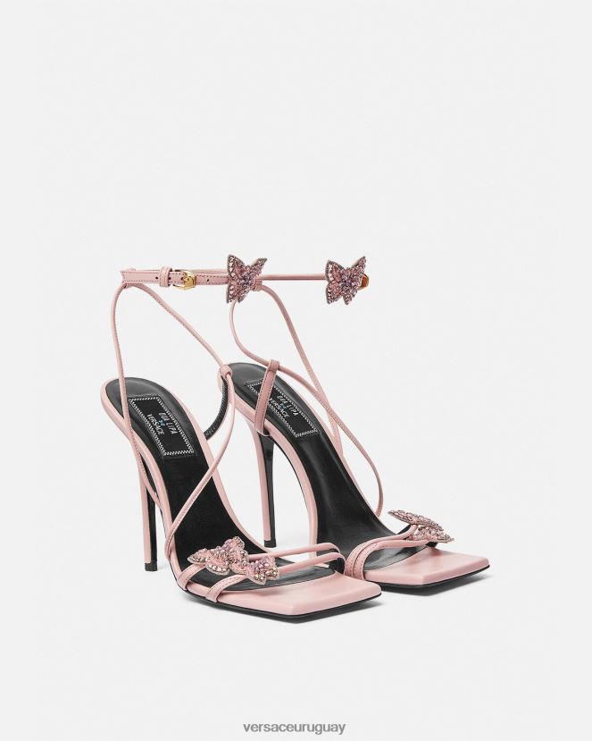 Versace sandalias de raso con mariposas de cristal mujer rosa zapato H88R0H437