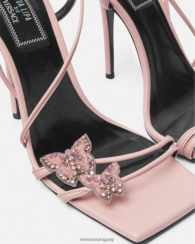 Versace sandalias de raso con mariposas de cristal mujer rosa zapato H88R0H437