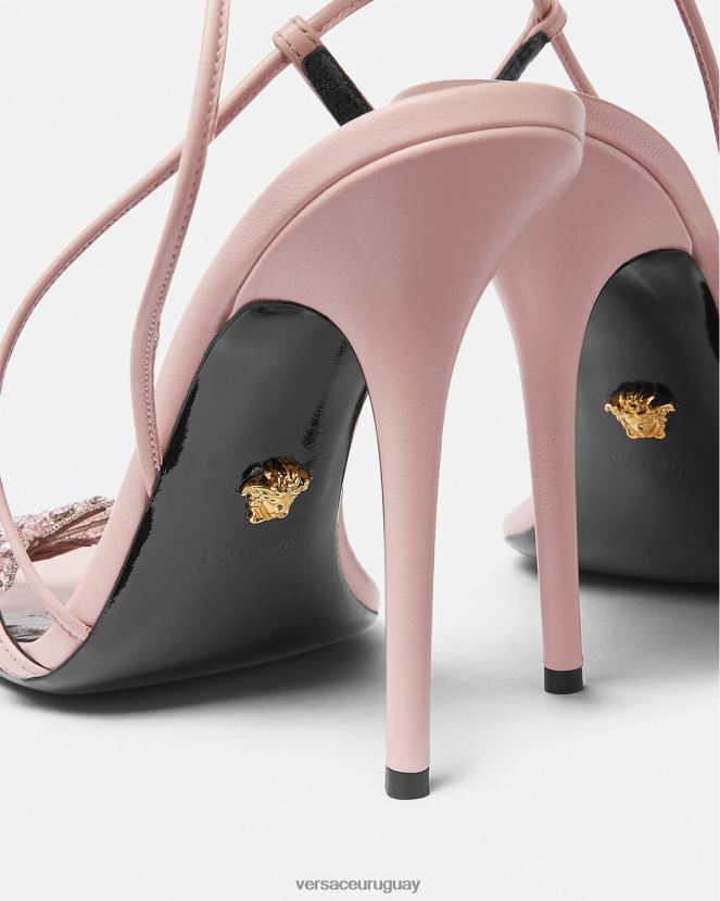 Versace sandalias de raso con mariposas de cristal mujer rosa zapato H88R0H437